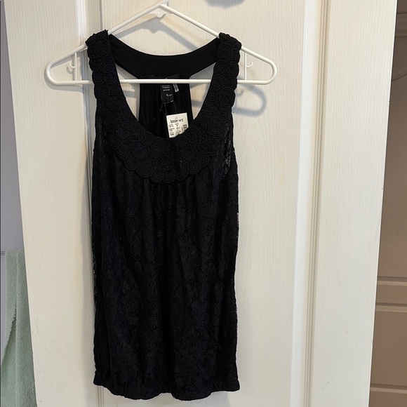 NWT Annie Sez Black Lace Tank Top - Picture 1 of 10